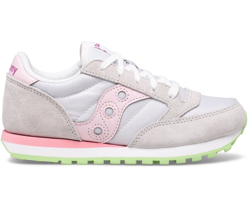 Kids\' Saucony Jazz Original Sneakers Grey / Pink / Green | Singapore 814ILHS